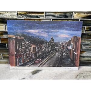 LE 282/300 Signed Art Print Carol Hoge Holiday Lights 1992 Blacksburg Virginia